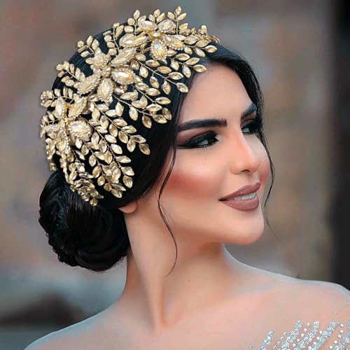 Mpoikba Bridal Hair Accessories Champagne Wedding Hair Piece for Brides