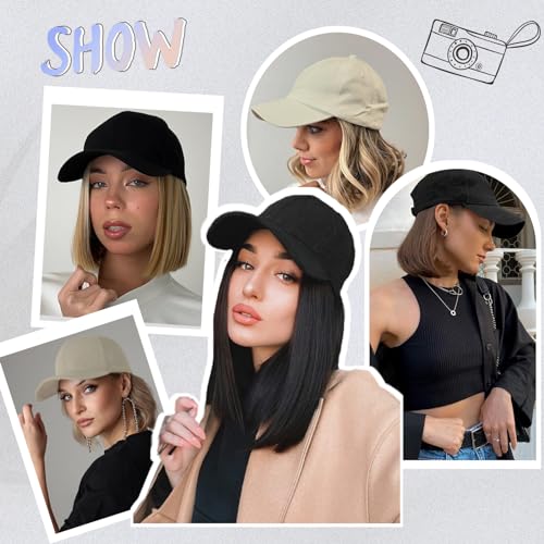 FORCUTEU 12 Inch Hat Wigs for Women Baseball Cap with Hair Extensions – Straight 27/613