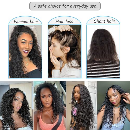 Deep Curly Clip-In Human Hair Extensions 120g 22 Inches Black - Natural