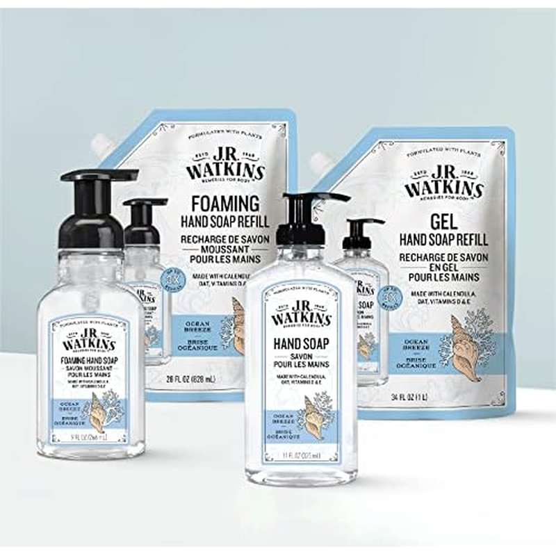 J.R. Watkins Foaming Hand Soap with Pump Dispenser, Moisturizing Foam Hand Wash & Liquid Hand Soap With Dispenser, Moisturizing Hand Soap, Alcohol-Free Hand Wash, Cruelty-Free