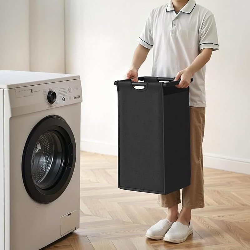 Laundry Hamper with 3 Detachable Bags & Shelf - Rustic Brown & Black - 3 x 15.87 Gallons
