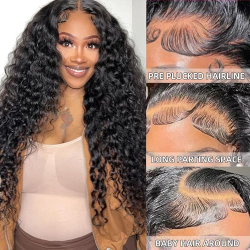 Deep Wave Lace Front Wig 13x6 Human Hair Curly Water Wave 200% Density for Women