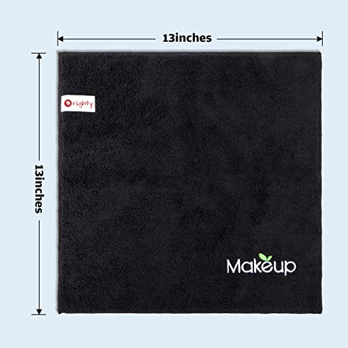 Orighty Black Microfiber Makeup Remover Cloths - 13x13 Inch, Pack of 18