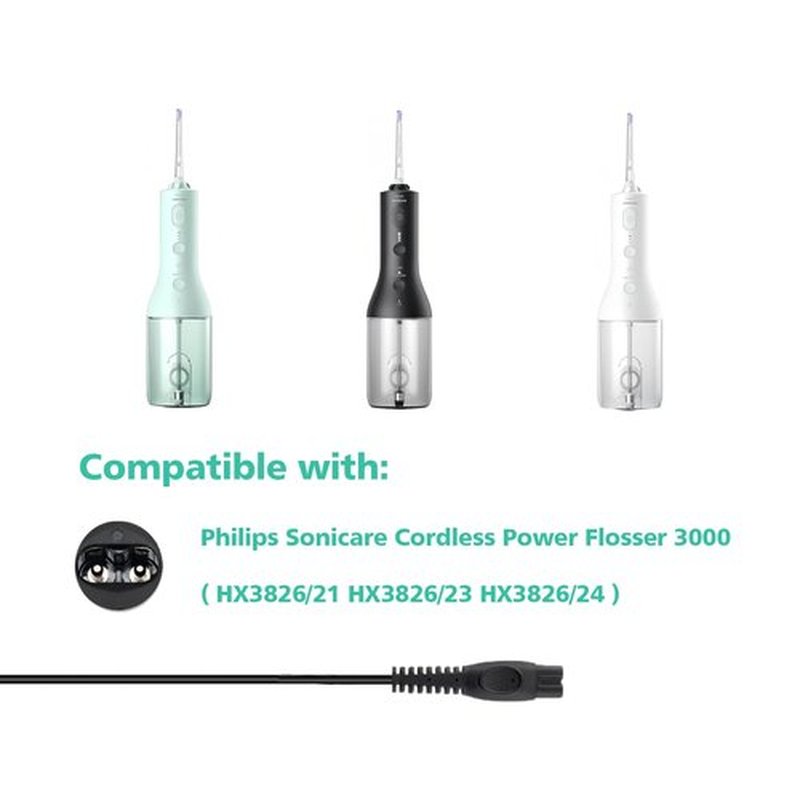 Charging Cable Replacement for Philips Sonicare Cordless Power Flosser 3000 Charger, 2-Pack