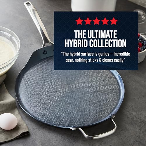 12-Inch XL Diamond-Textured Hybrid Griddle Pan - Stainless Steel Nonstick