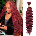 Boho Curly Hair Extensions 20 Inch Burgundy Human Hair Bulk #99J Variation of THIS listing