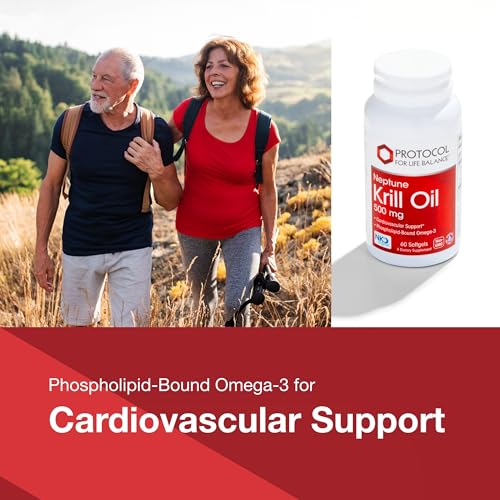Protocol Krill Oil 500mg - Krill Oil Supplement - DHA & EPA - with Astaxanthin - Supports Heart, Brain, Joints* - Non-GMO & Halal - 60 Softgels