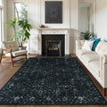 Black 6x9 Washable Area Rug for Bedroom & Living Room - Non-Slip Boho Carpet