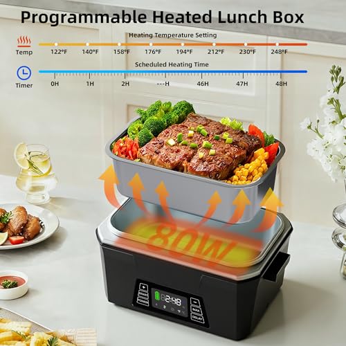 Vabaso 1.2L Cordless Electric Heated Lunch Box - Black with APP Control