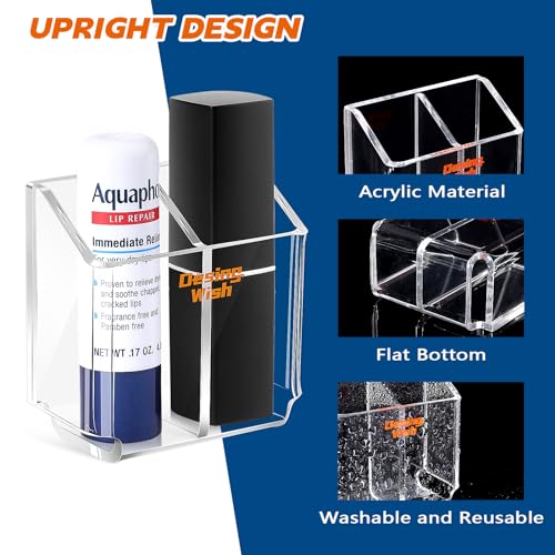 Design Wish Acrylic Chapstick Holder for Car & Home Storage - Upright Lip Balm Holder for Lipstick, Lip Gloss & Toothbrush (Set of 2)