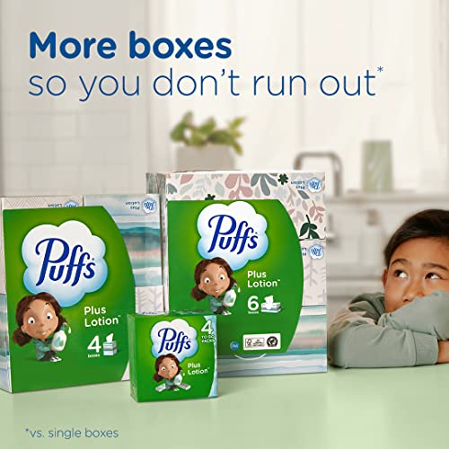 Puffs Plus Lotion Facial Tissue | Cube Box | 56 Tissues Per Box | Pack of 4