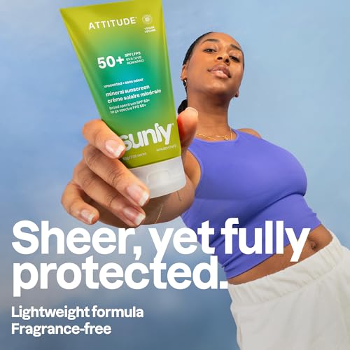 BIO SPECTRA ATTITUDE Mineral Sunscreen SPF 50 Unscented - Broad Spectrum Zinc Oxide, Vegan, Non-Nano, 3 Oz