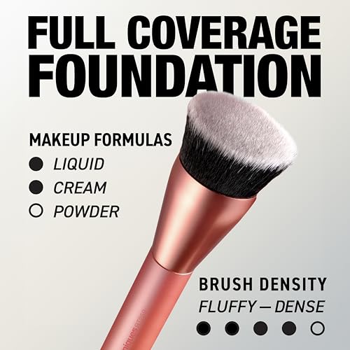 Real Techniques Glow Round Base Makeup Brush, For Liquid & Cream Makeup, Flat Top Foundation Brush For Buffing & Blending Up Coverage, Dense, Synthetic Bristles, Vegan & Cruelty Free, 1 Count