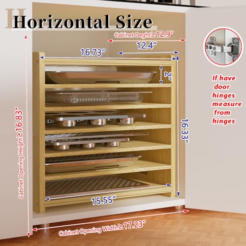7 Tier Wooden Cabinet Tray Dividers - Adjustable Storage Organizer