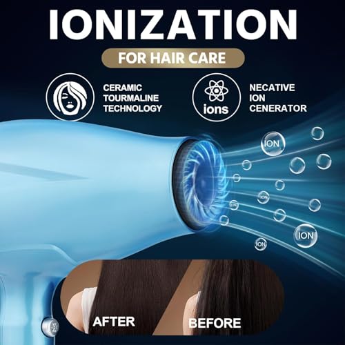 2200W Professional Hair Dryer & Flat Iron Set for Styling - Ionic, Low Noise, Multiple Attachments