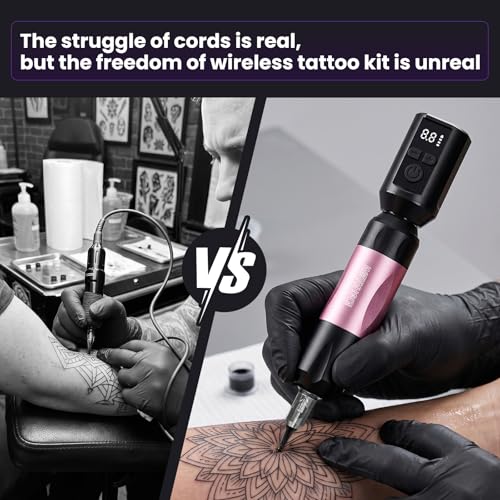 Wireless Tattoo Gun Kit for Beginners & Artists with Dual Batteries