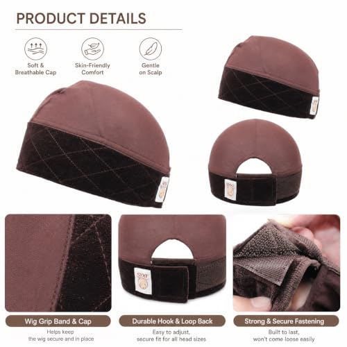 Dark Brown 2-Pack Wig Grip Caps for Women Non-Slip & Secure Fit