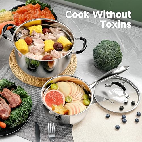 11-Piece Stainless Steel Cookware Set with Steamer - Non-Toxic, Induction & Oven Safe