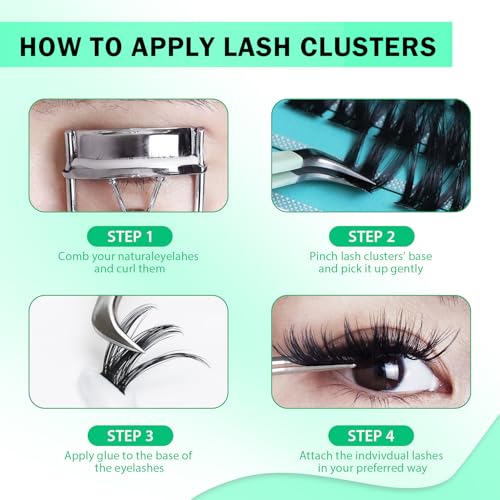 Large Tray-20Roots Thickness 0.07mm Mixed 8-10-12-14mm/ 9-11-13-15mm /12-14-16mm Black Soft and Light Individual False Eyelashes Dramatic Look Makeup Volume Eye Lashes Cluster (12-14-16MM)