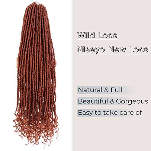 Niseyo Wild Locs 30 Inch Faux Locs Crochet Hair - 8 Packs Ginger Red