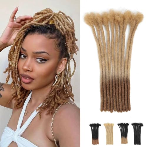 8-Inch Human Hair Dreadlock Extensions T27/613# - 0.6CM Width, 30 Strands, Full Head