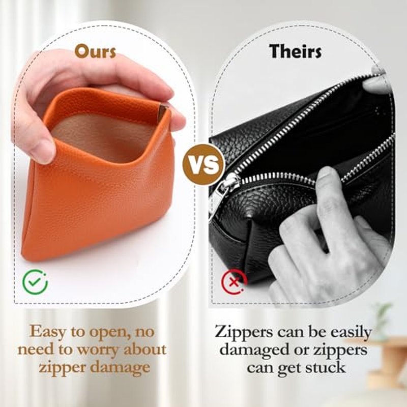 2 PCS Small Makeup Bag for Purse,Premium Small Makeup Pouch Purse,Mini Cosmetic Bag for Travel,Portable Travel Pouch with Quick Access Design,Neutral,elegant and stylish (Brown)