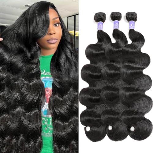 UDesire 16A Body Wave Human Hair Bundles - Natural Black, 10-14 Inch, Virgin Brazilian