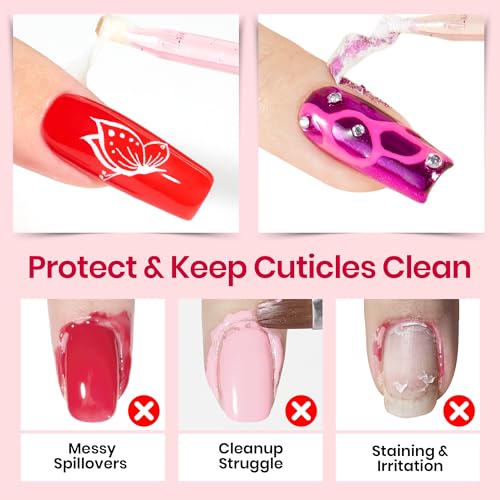 Beetles Liquid Latex for Nail 15ml - Peel off Nail Polish Cuticle Guard with Plastic Nail Care Stick Nails Design Air-Dry Liquid Latex Barrier for Protector Fingers