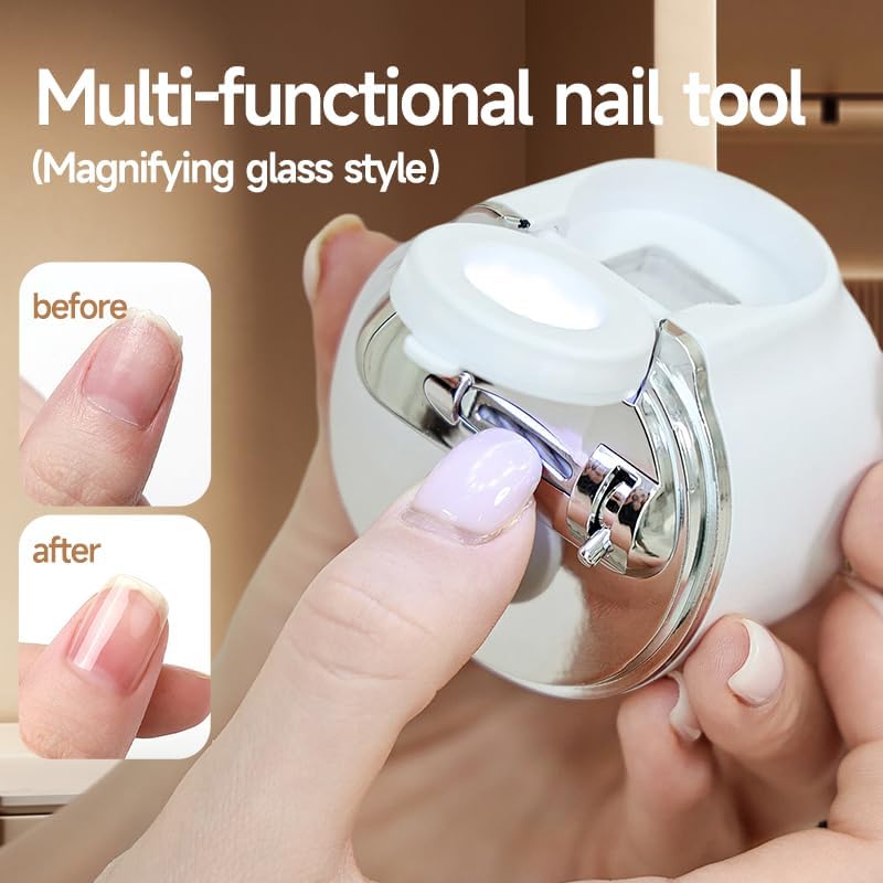 Electric Nail Clippers with Magnifying Glass & LED Light - D-Gray