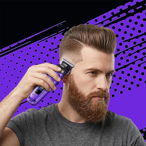 VGR 274 Professional Hair Trimmer for Men with T-Blade, Purple - Cordless, Adjustable, Long Battery Life