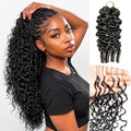 ashimary hair Burmese Curly Crochet Extensions 18in 50g Pre-Looped Knotless Natural Black