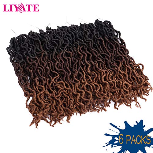 14 Inch Faux Locs Crochet Hair - Soft Goddess Locs for Black Women, 6 Packs, Variation of 1B/4/30