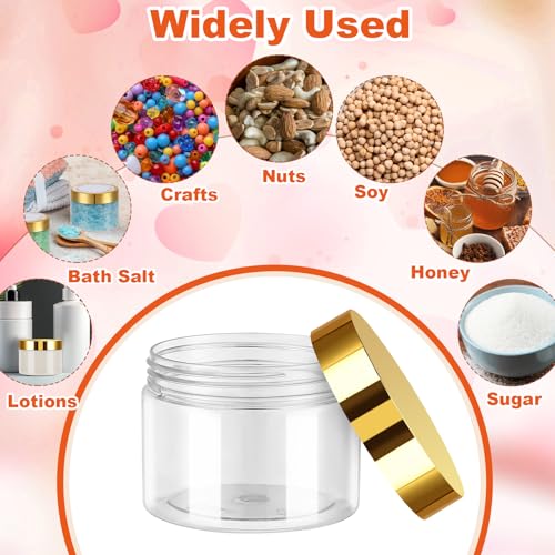 32 Pack 5 oz Plastic Jars with Gold Lids for Cosmetics Food Storage