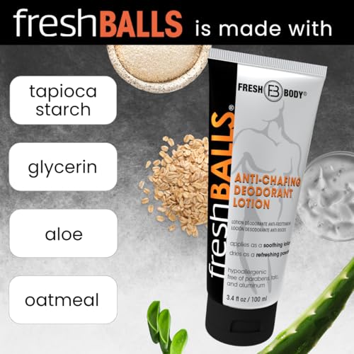 Fresh Body Fresh Balls Deodorant Cream to Powder – Men's Anti-Chafing & Hygiene, 3.4 fl oz (Pack of 6)