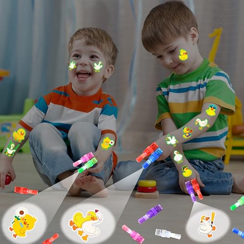 72 PCS Duck Party Favors ? 48 PCS Luminous Tattoos & 24 PCS LED Finger Lights Combo ? Birthday Goodie Bag Fillers, Party Supplies, Gifts Light Up Toys Glow In The Dark for Boys and Girls