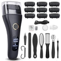 Black Electric Foot File Callus Remover Kit with 9 Grinding Heads & 3 Speed Settings