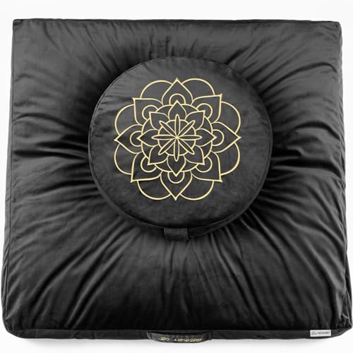 Hihealer Meditation Cushion Black Tibetan Velvet Floor Pillow
