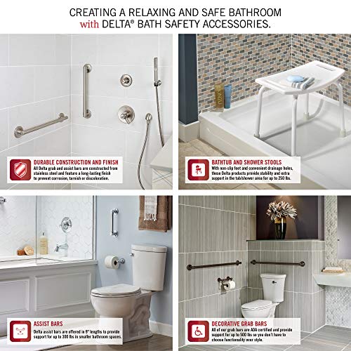 18-Inch Modern Decorative ADA Grab Bar - Polished Chrome, Wall Mount