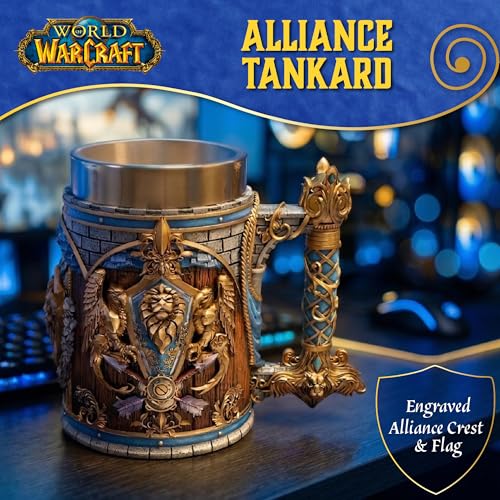 World of Warcraft Alliance Tankard 15.5cm - Official Licensed Drinkware with Stainless Steel Insert