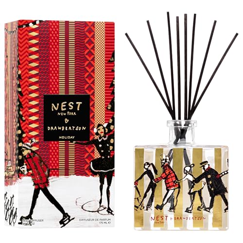 Holiday Scented Reed Diffuser - Refillable Glass Vessel, 5.9 oz