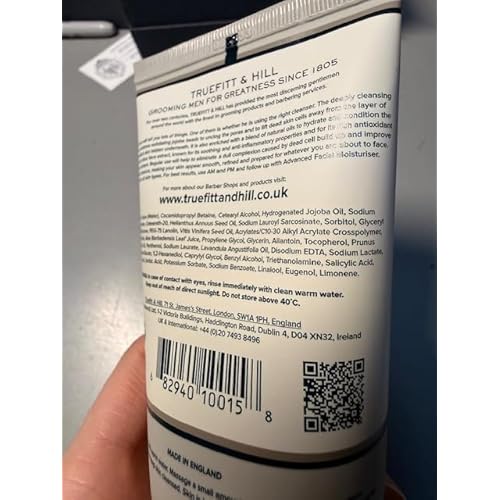 Truefitt & Hill Skin Control - Facial Cleanser - Cream-Based Formula to Moisturize and Cleanse, Jojoba Beads for Gentle Exfoliating Preparation for Shaving - 3.4 oz.