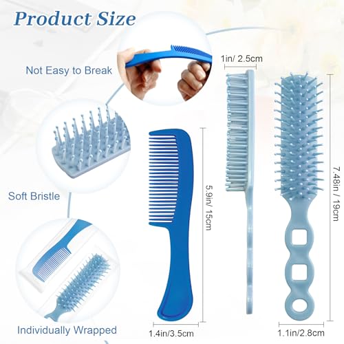 100 Pcs Hair Brush & Comb Set - 50 Hair Combs + 50 Travel Brushes, 5 Colors, Individually Wrapped