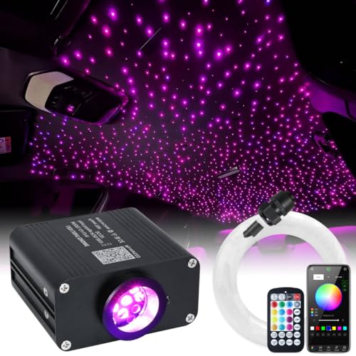 WEBUPAR 16W Car RGBW Fiber Optic Star Headliner Kit 550 pcs 13.1ft Twinkle & Music
