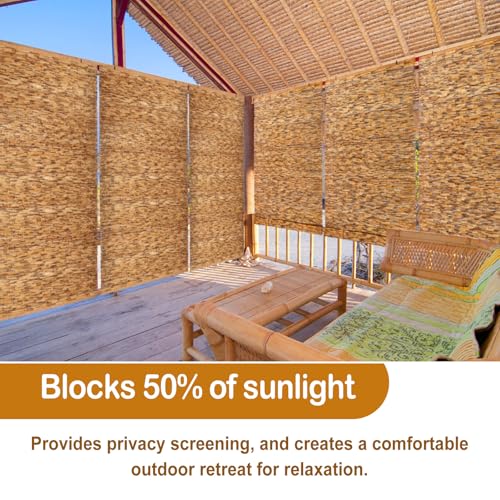 DoubleFill 3 Pack Outdoor Bamboo Shades 48x72 Inches Carbon Brown Privacy Blinds