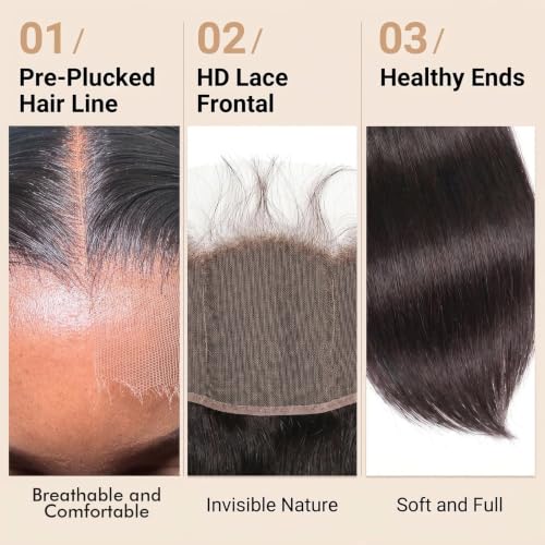 14 Inch HD Lace Frontal Closure 100% Brazilian Human Hair Silky Straight