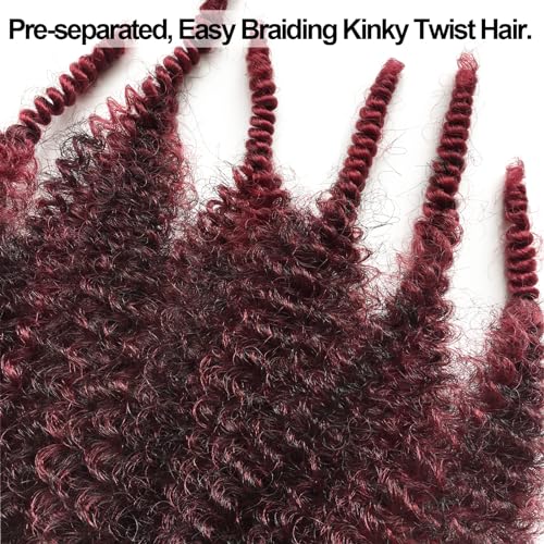 Chicmoi 16 Inch Ombre Burgundy Afro Twist Hair 8 Packs for Protective Styles