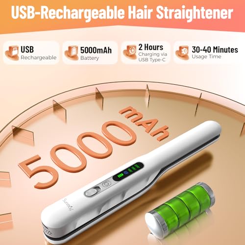 Cordless Hair Straightener & Curler 2-in-1 with Ionic Care - White Plus