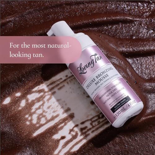 Loving Tan Deluxe Self Tanning Bronzing Mousse, Ultra Dark - Streak Free, Professional Quality Sunless Tanning - Up to 5 Self Tanner Applications per Bottle, Cruelty Free - 4 FL Oz