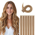 Clip in Human Hair Extensions 16 Inch Light Brown Mix Bleach Blonde 6Pcs