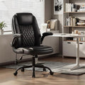 Black Adjustable Lumbar Support Office Chair with Flip-Up Arms - Ergonomic Executive Desk Seat - MALOL